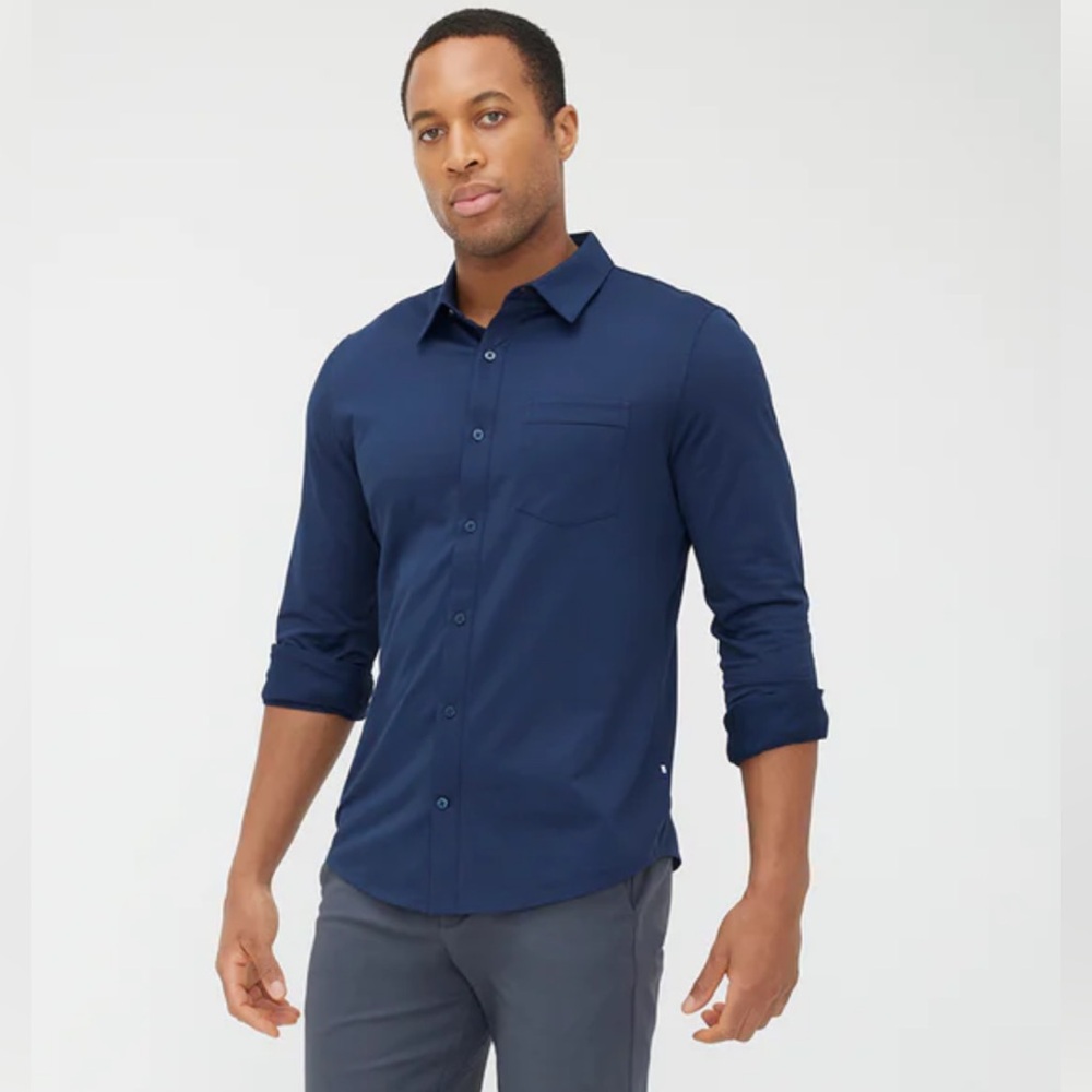Kit and Ace Navy Blue Casual Button Down Shirt